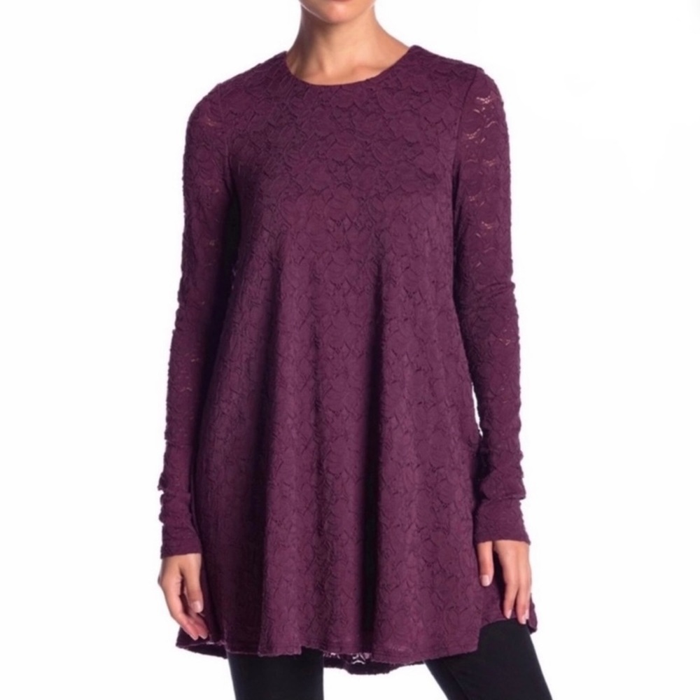 SHOW ME YOUR MUMU LACE LONG SLEEVE TUNIC TOP